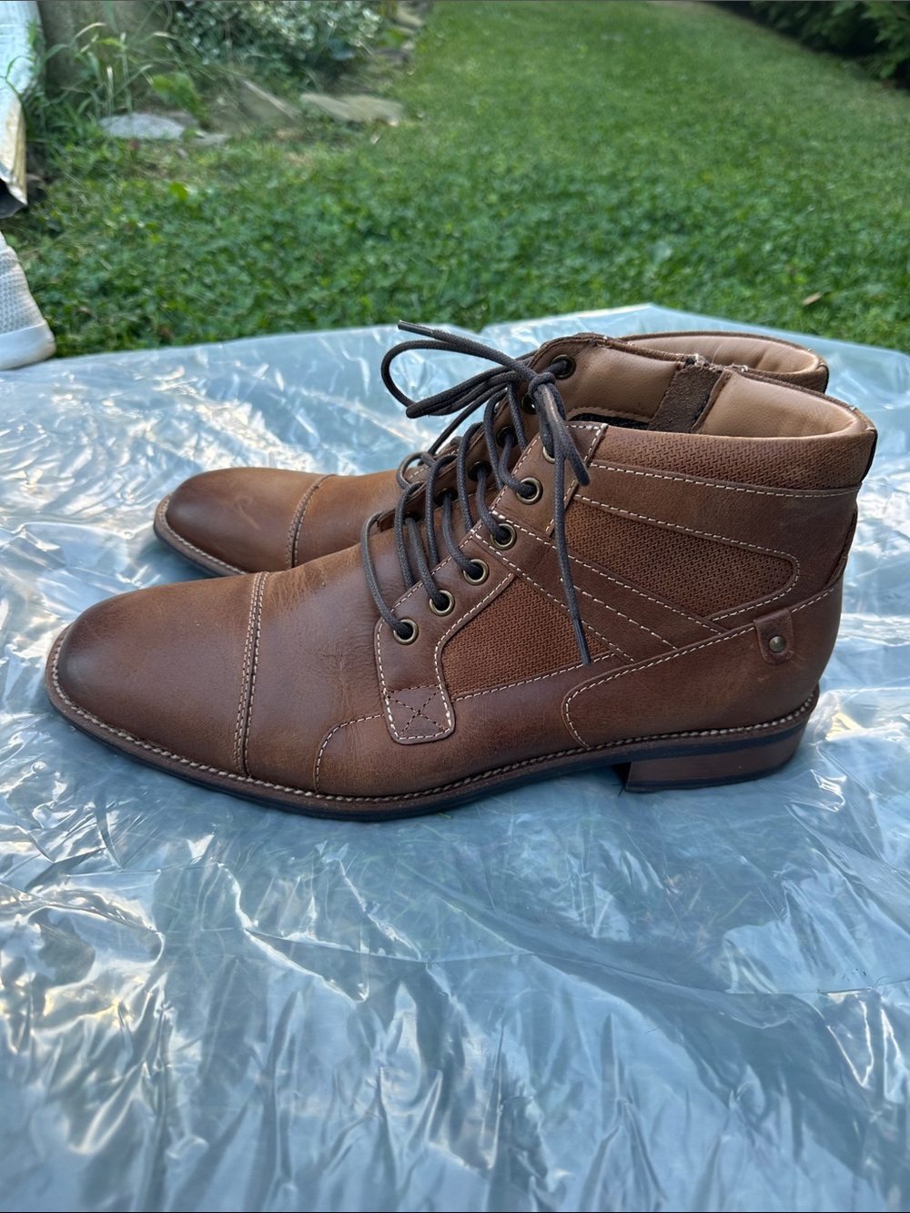 Steve Madden Men's Brown Leather Lace-Up Chukka Boots